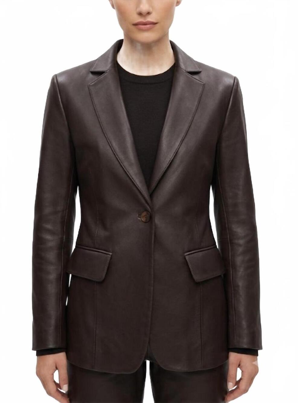 NEW KALLMEYER raquel single-breasted blazer in brown lambskin